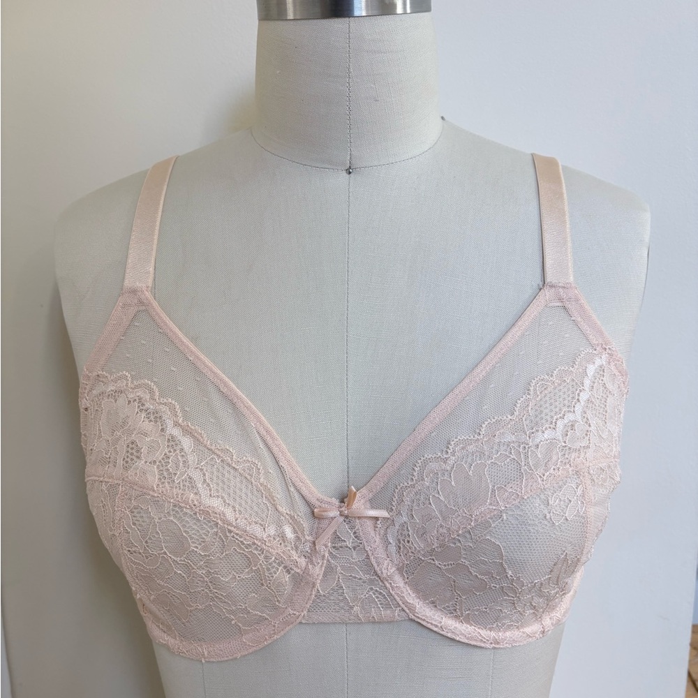 2 pack Elegant Lace Underwire Minimizer Bra - Light PinkNude and Black